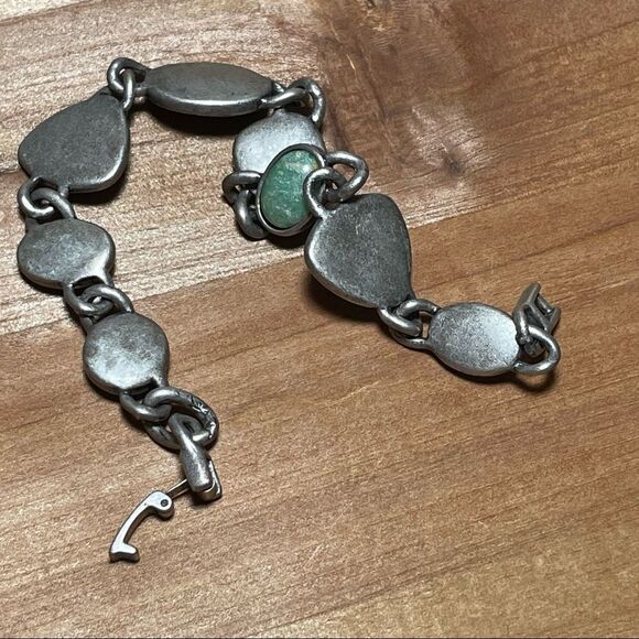 Pewter and green enamel bracelet - Picture 6 of 12